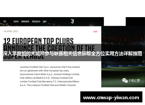 深入掌握加的夫城所参与联赛相关信息获取全方位实用方法详解指南